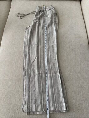Briggs New York Cream and Light Taupe Striped Drawstring Pants